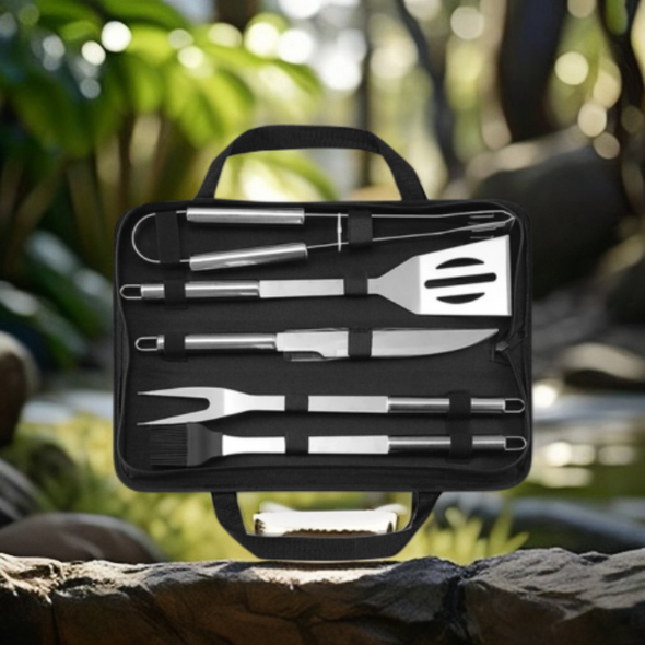 Stainless Steel BBQ Grill Tool Set with Bag