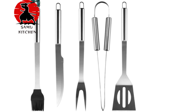 Stainless Steel BBQ Grill Tool Set with Bag