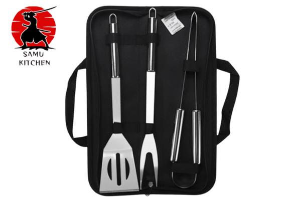 Stainless Steel BBQ Grill Tool Set with Bag