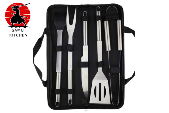 Stainless Steel BBQ Grill Tool Set with Bag