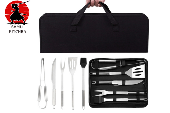 Stainless Steel BBQ Grill Tool Set with Bag