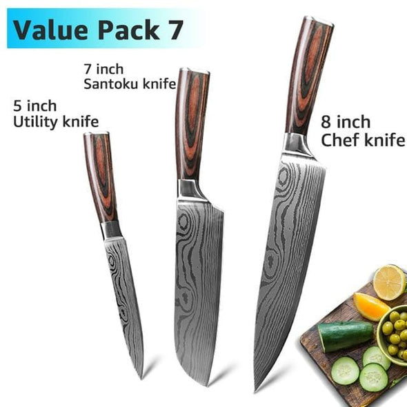 Samurai Set - Chef, Santoku and Utility